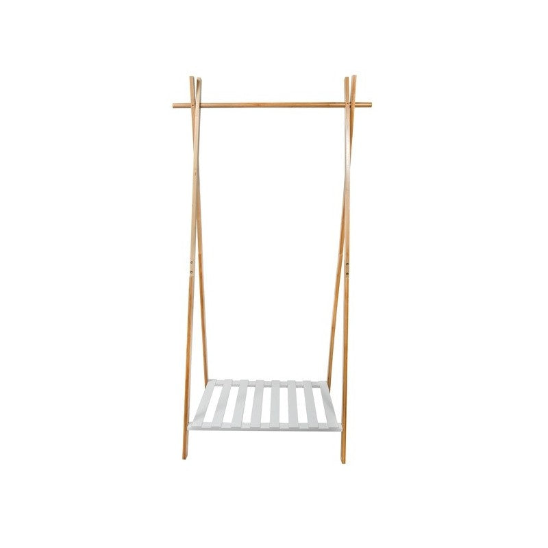 MSV Garderobenständer – Bambus/MDF – Weiss/Natur – 1'605 mm