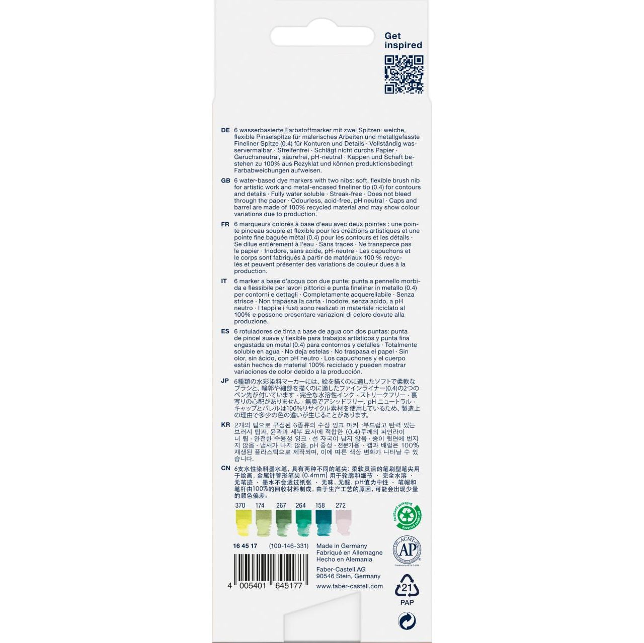 Faber-Castell Goldfaber Aqua Filzstifte, auswaschbar, 6 Farben