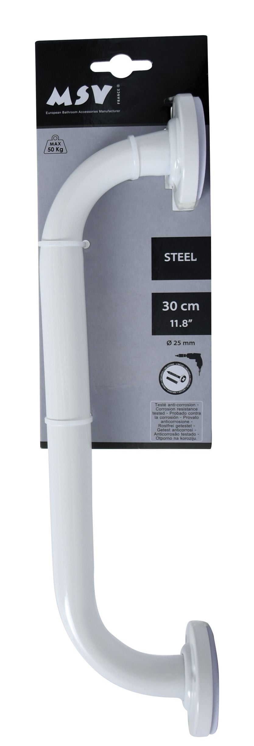 Spirella Wannengriff – 30 cm, Stahl, zum Schrauben, Weiss