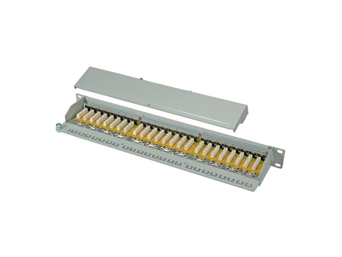 ROLINE Patchpanel Cat.6 (Klasse E) – 24× 1G, geschirmt, 19", 1U, grau