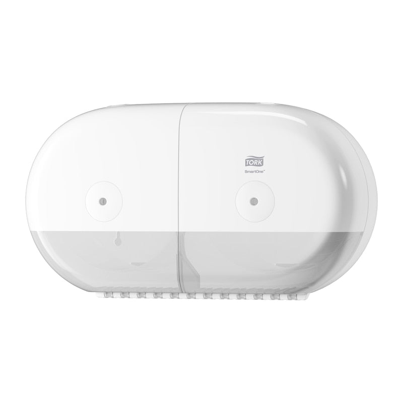 Tork SmartOne Twin Mini – Toilettenpapierspender – Kunststoff, Weiss, abschliessbar, 15,6 × 39,8 × 22,1 cm