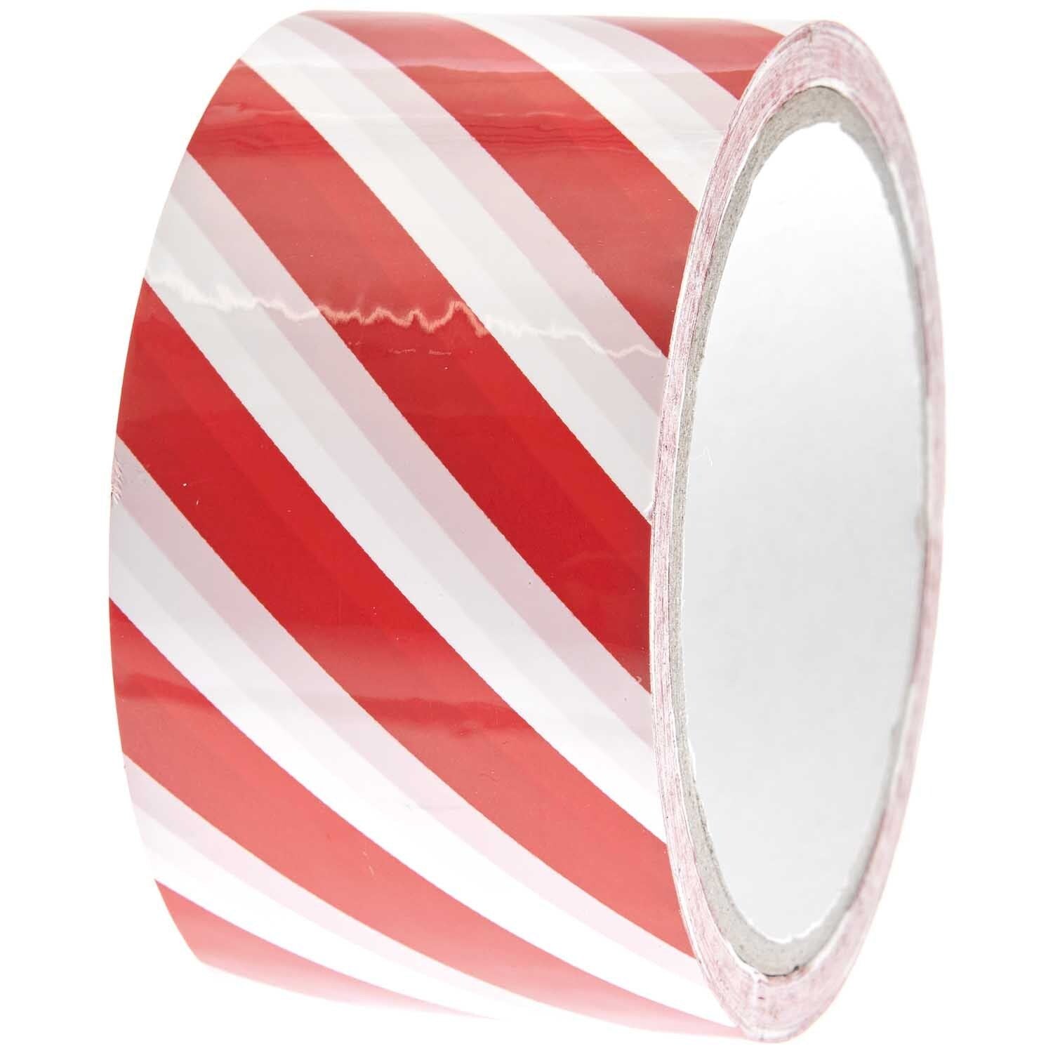 Rico Design Verpackungsklebeband, Papier, weiss, Muster (rot/weiss) – 50 mm × 33 m – 1 Stück
