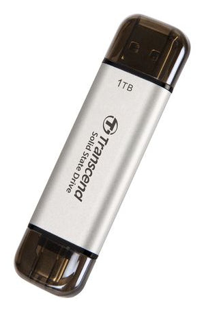 Transcend ESD310S Speichergerät – 1 TB, USB 3.1 Gen 2 Typ C/A, Silber