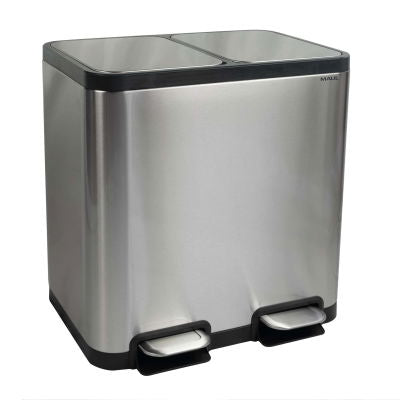 MAUL Systempapierkorb – 40 l – Edelstahl, rechteckig – 2-fach – schwarz/silber
