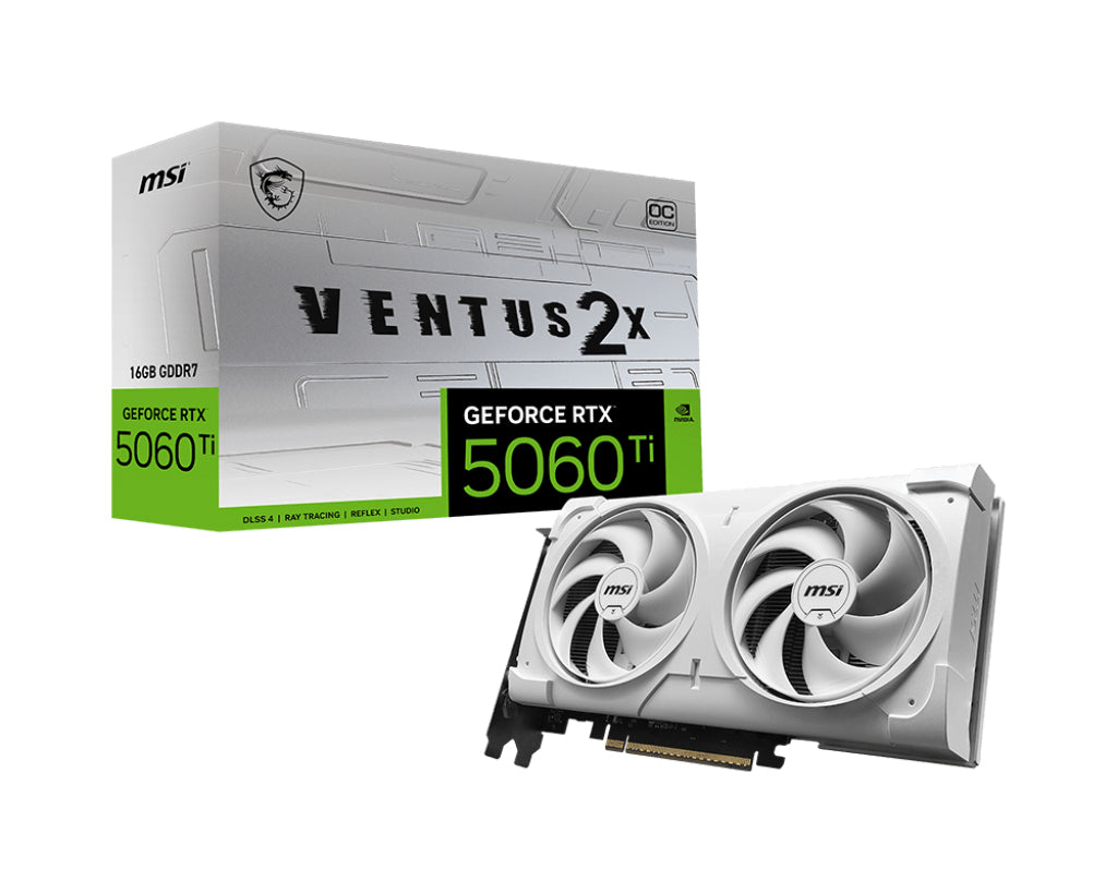 MSI GeForce RTX 5060 Ti 16G VENTUS 2X OC – PCIe Grafikkarte – 16 GB GDDR7, 3×DisplayPort, 1×HDMI, PCIe 5.0