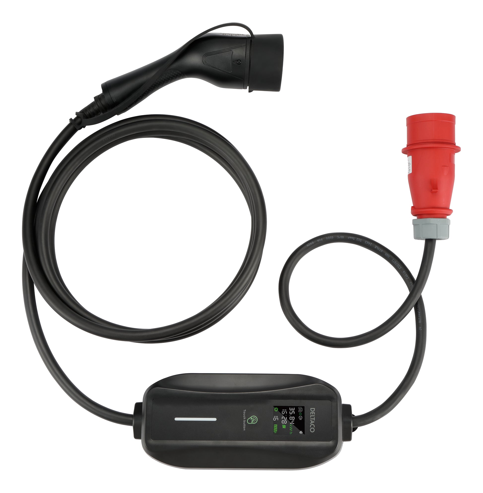 Deltaco Adapterkabel, CEE 16A–Typ 2, 6 m, IP66 – Schwarz