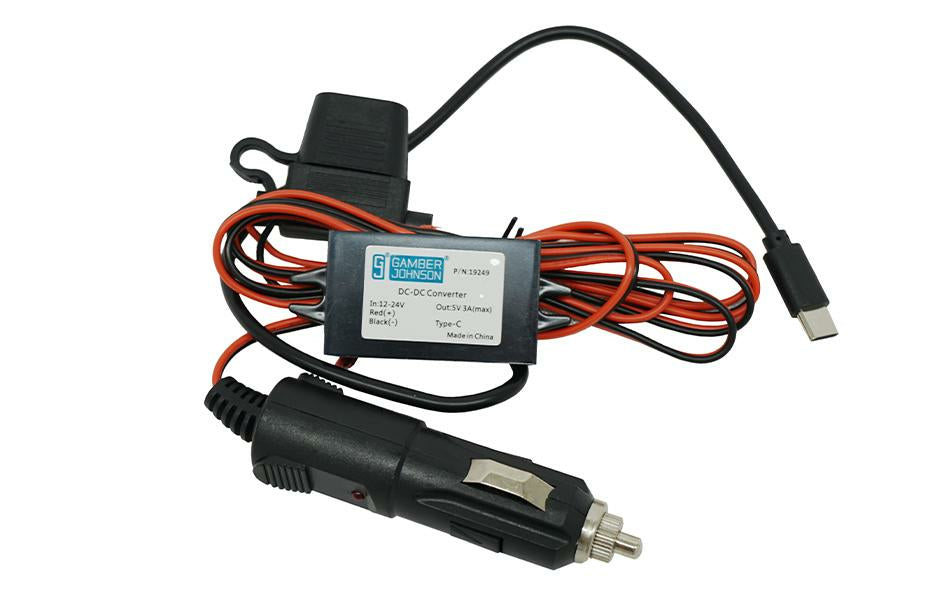 Gamber-Johnson 19249 Auto-Ladegerät 15 W – USB-C×1, Zigarettenanzünder – für 12–24 V Fahrzeuge