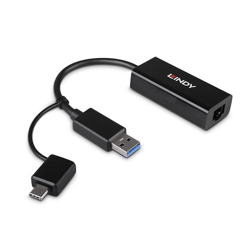 Lindy 43412 Netzwerkadapter USB zu RJ-45 – 1 Gbit/s, 1× RJ-45, USB 3.2 Gen 1 (5 Gbit/s) – Schwarz