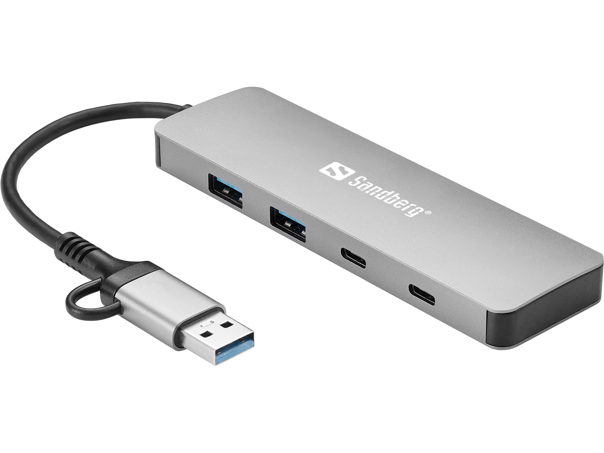 Sandberg USB-Hub – USB-C/USB-A, 2× USB-A, 2× USB-C, für Windows/Mac