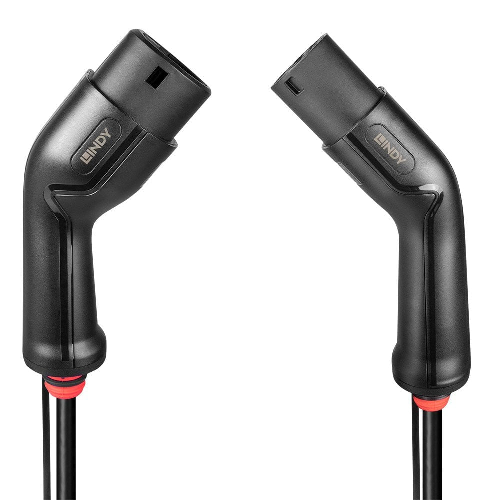 Lindy Typ 1 bis Typ 2 Stromkabel – 5 m, 16 A, Schwarz