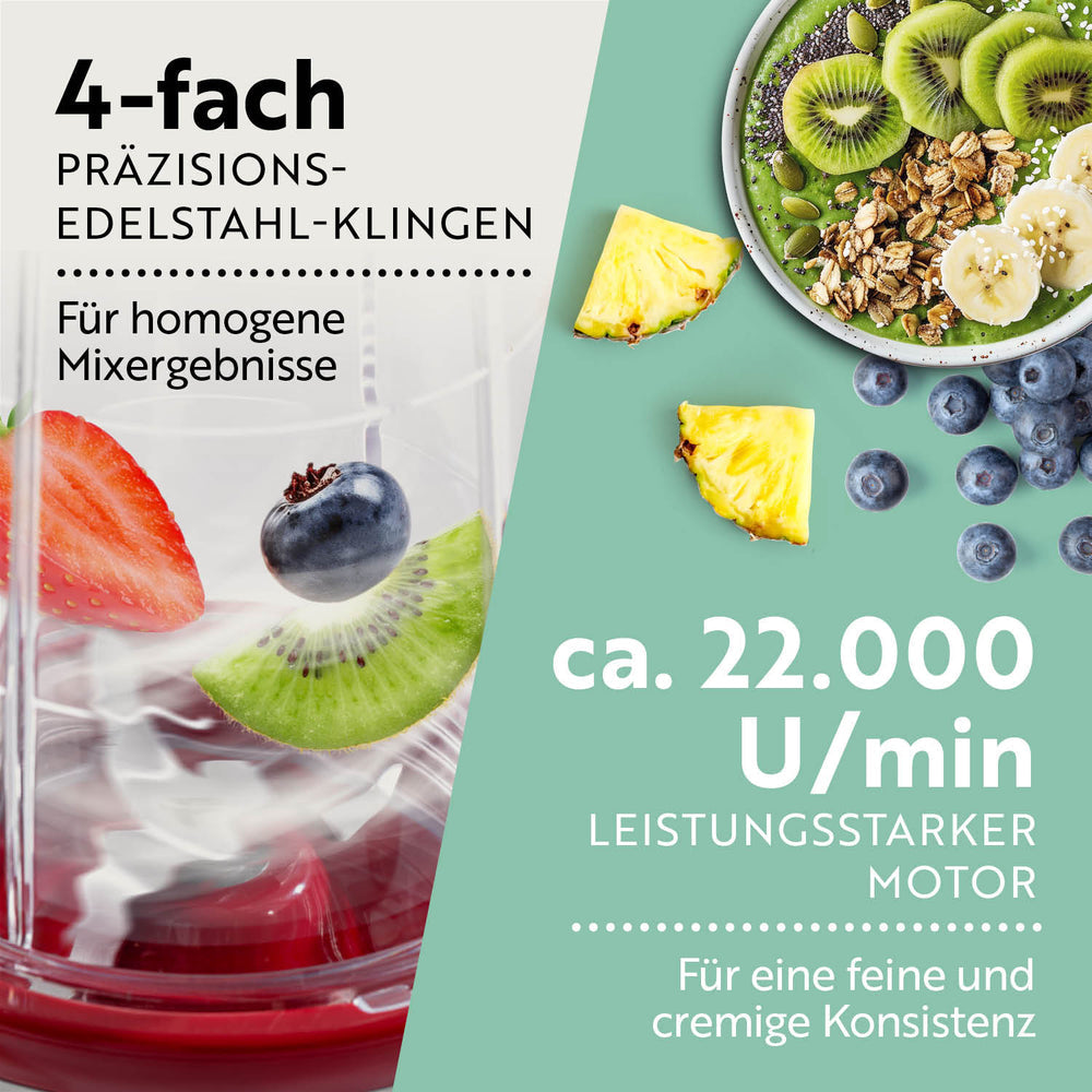 Gourmetmaxx Smoothie-Mixer Mr. Magic – 0,75 l, 400 W, spülmaschinenfest – rot/silber