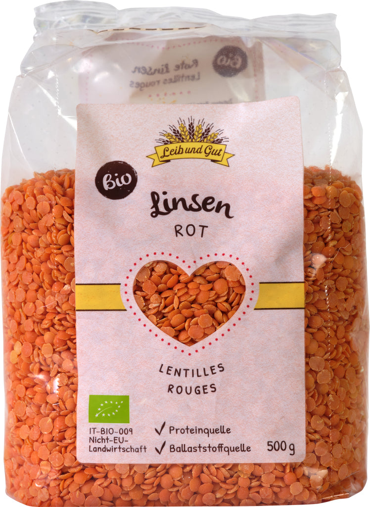 Leib und Gut Rote Linsen – Bio – 500 g