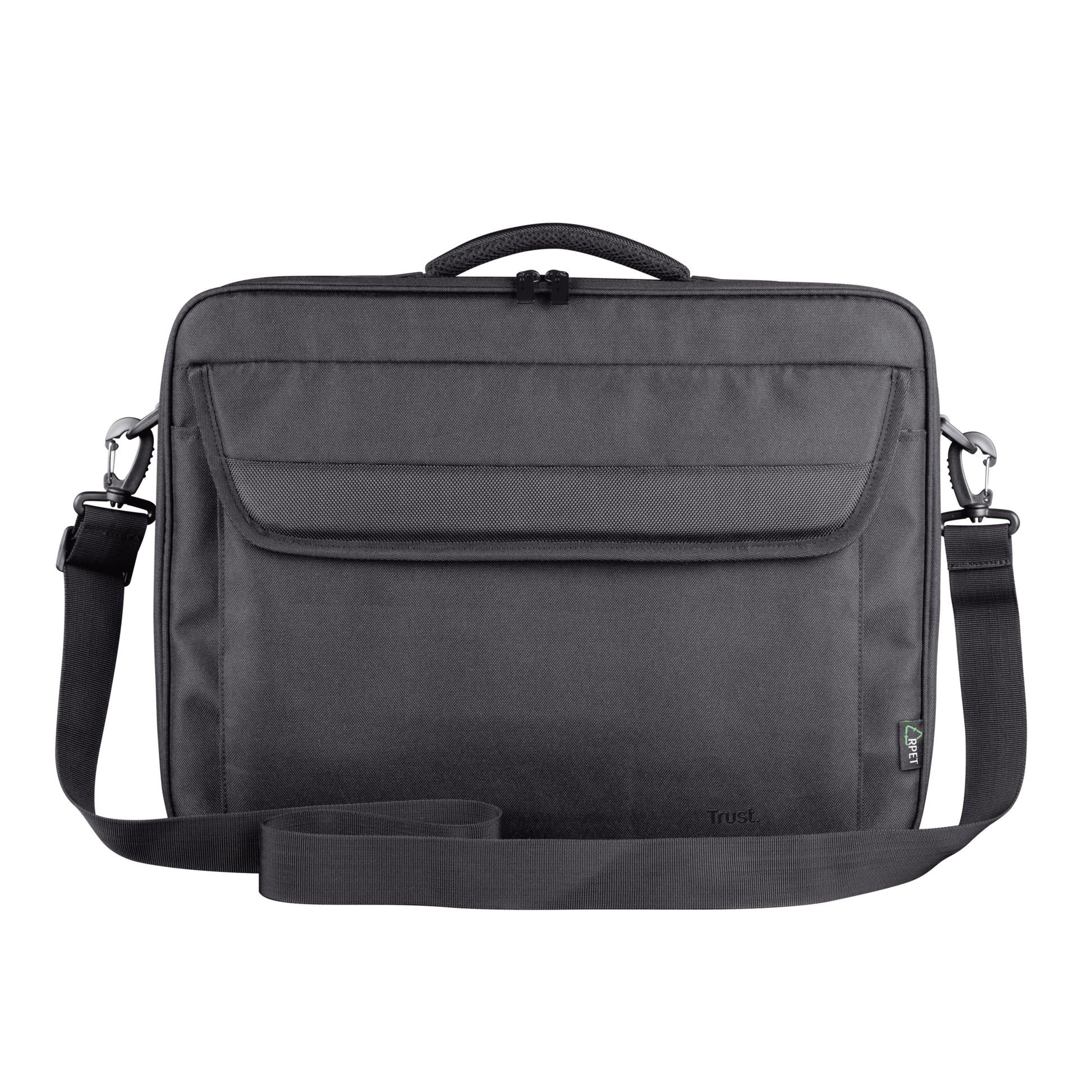 Trust Atlanta Notebook-Tasche bis 16" – mit abnehmbarem Schultergurt, Reissverschluss – Schwarz