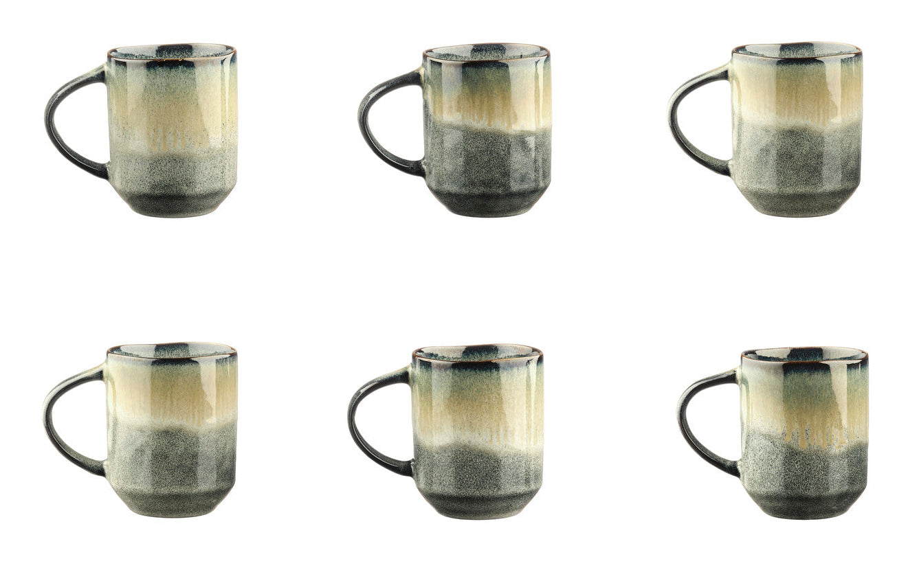 Björn GENESIS Tasse – 0,40 l, Keramik, blau, grau, Henkel, 6 Stück