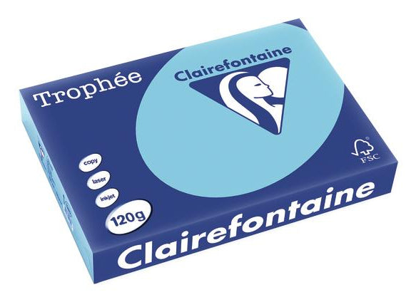 Clairefontaine Kopierpapier – A4, 120 g/m², Blau – für Inkjet/Laser/Kopierer – FSC, EU Ecolabel – 250 Blatt