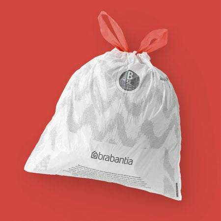 Brabantia Kehrichtsack für PerfectFit B – 5 l, mit Zugband, PE, weiss, 330 × 340 mm, 40 Stk