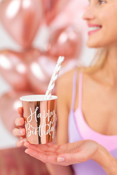 PartyDeco Becher, Papier – 2,6 dl, Roségold – 6 Stk.