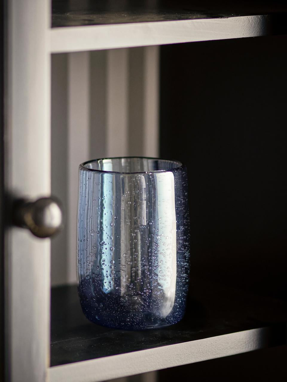 Bloomingville Tabby Trinkglas – 0,33 l, Glas, Blau, spülmaschinenfest, 4 Stück