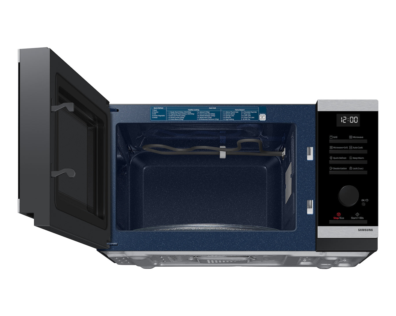 Samsung Grill-Mikrowelle MW4000D – 23 l, Keramikboden, 800 W – Schwarz/Edelstahl