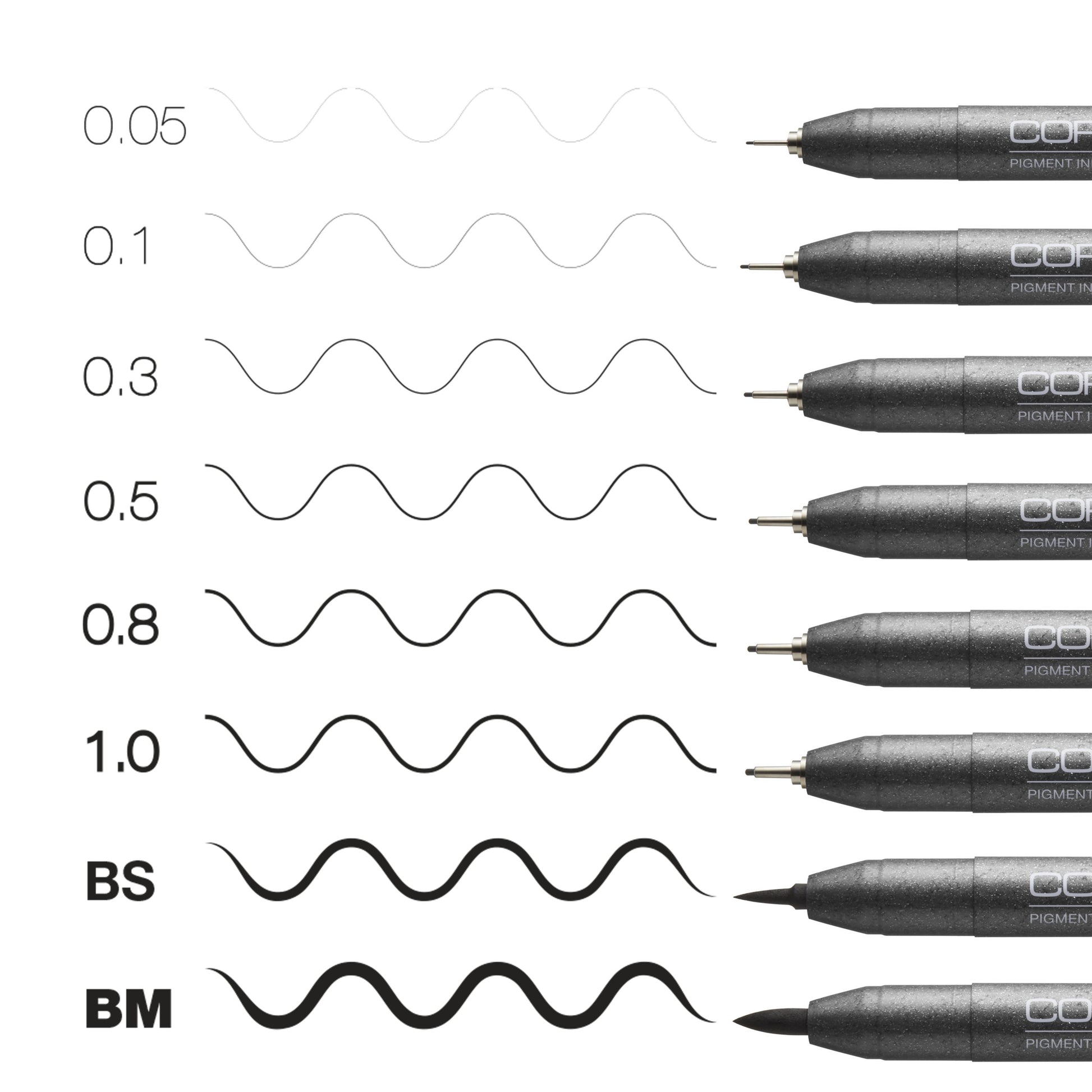 Copic Multiliner 2207510 Fineliner – 8er-Set – schwarz – wasserfest – für Copic Marker