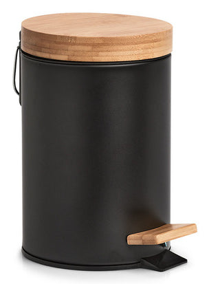 Zeller Present Treteimer Bamboo – 3 l – Bambus, rund – schwarz/braun