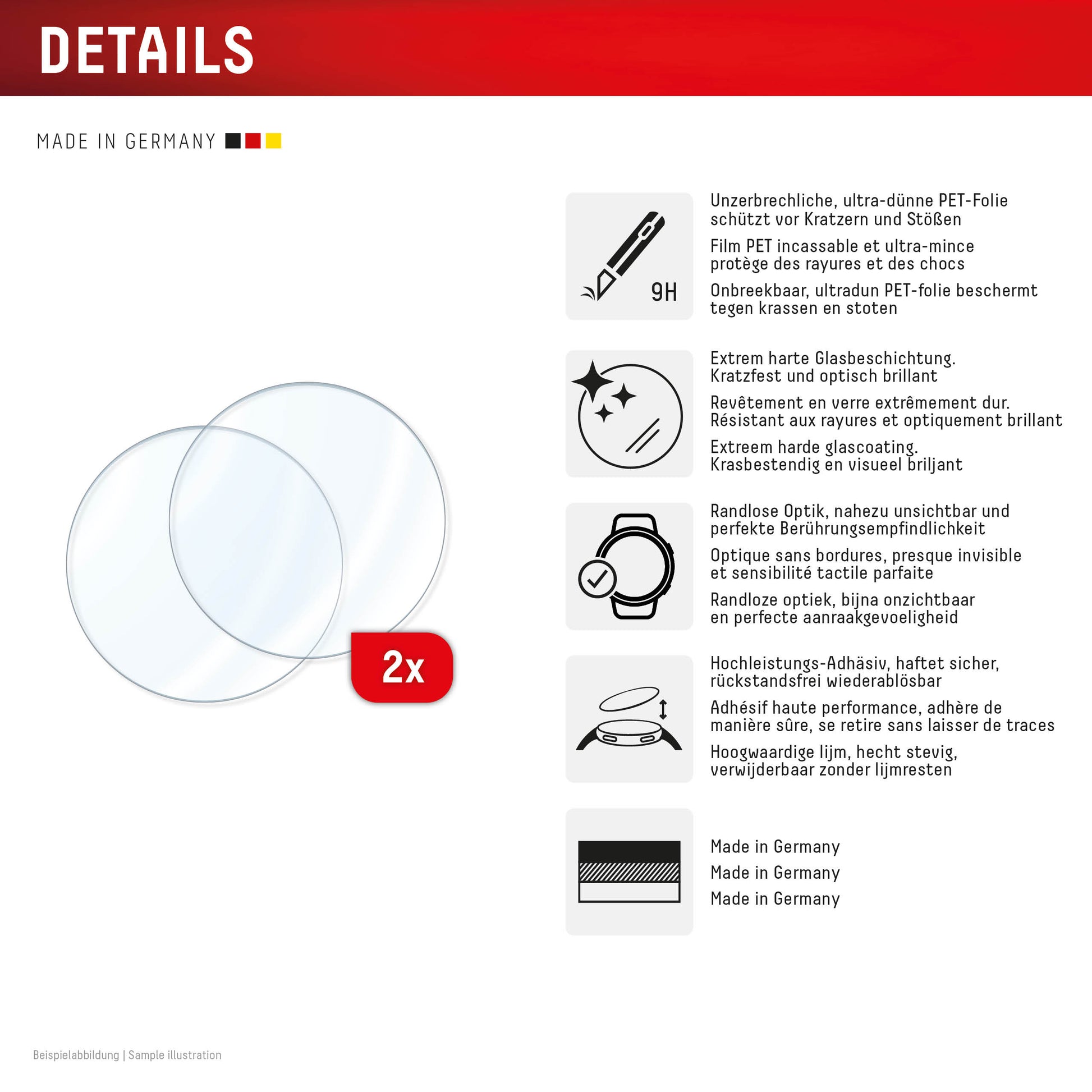 Displex Displayschutz (Panzerglas), Full Cover – für Galaxy Watch 8 40 mm