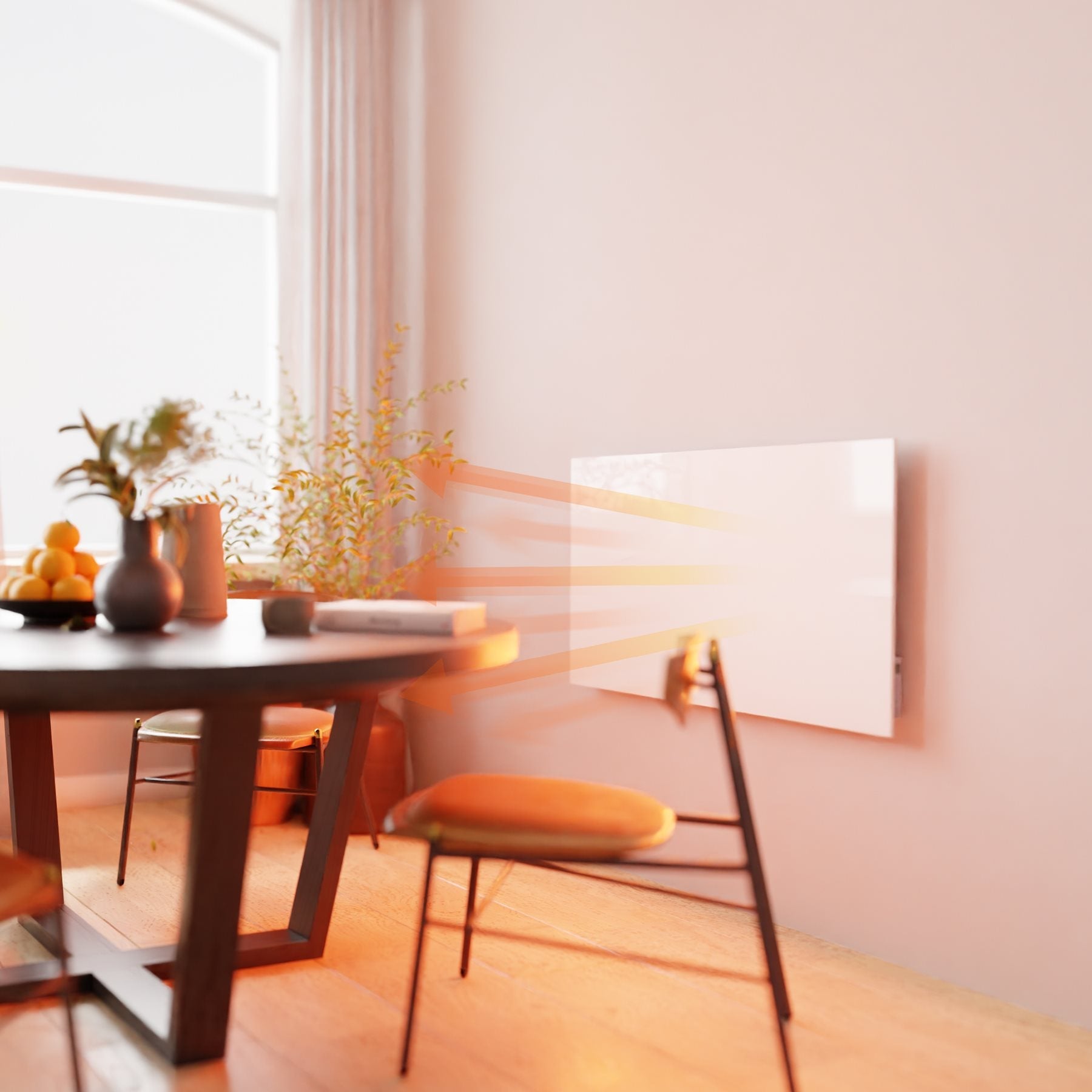 Hombli Smart Infrarot-Heizlüfter – 100 × 60 cm, Glas, Weiss