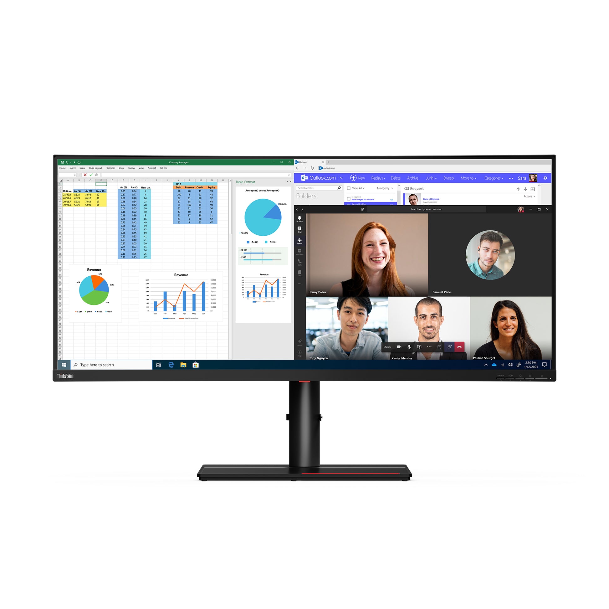 Lenovo ThinkVision – Monitor, 39,7" 5K WUHD (5120 × 2160), IPS, Thunderbolt 4, HDMI, DisplayPort, LAN