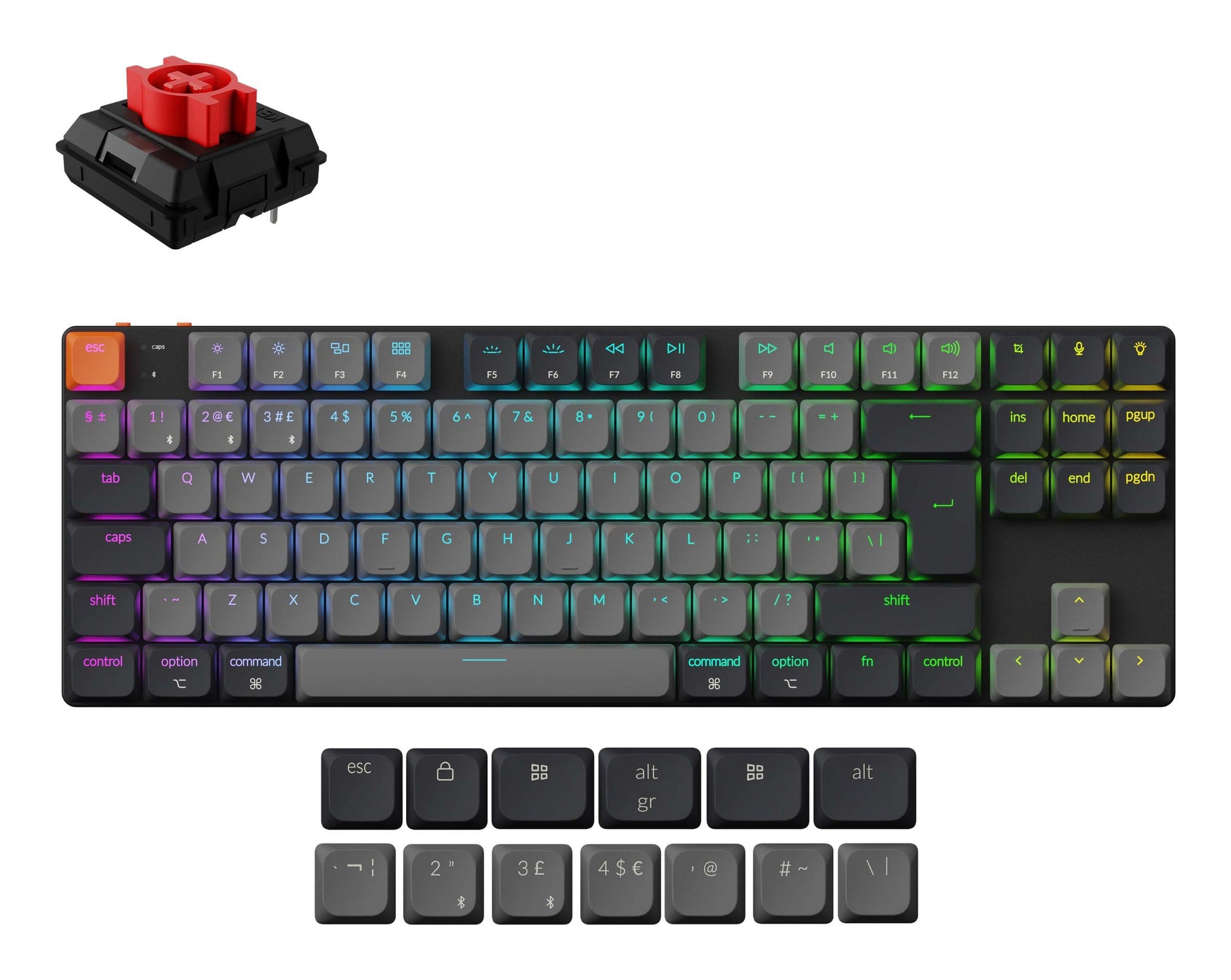 Keychron K1 QMK v6 – Tastatur TKL – Mechanisch (Red Switch) – Kabelgebunden & Bluetooth – QWERTZ (CH) – RGB