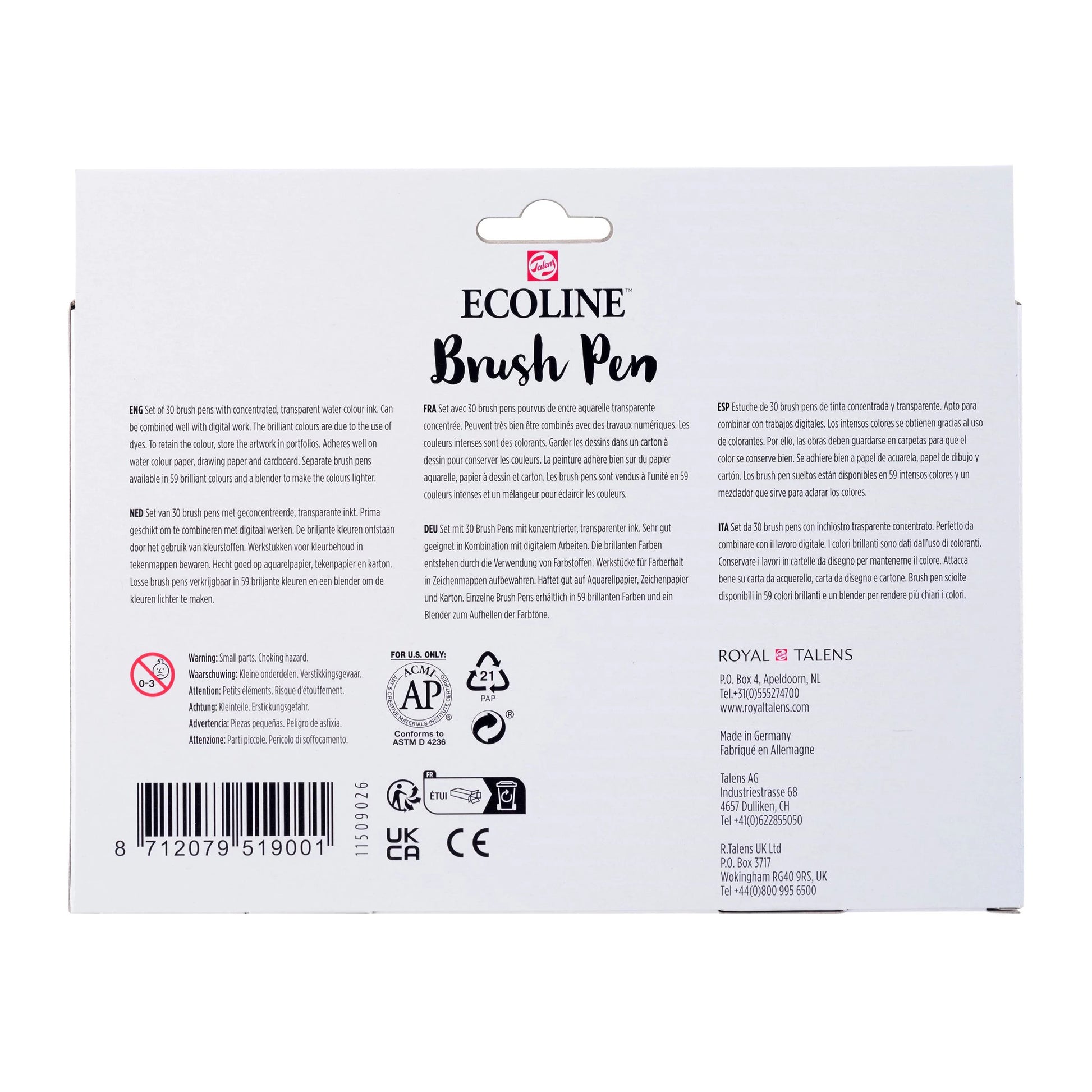 Talens Ecoline Brush Pen – Pinselspitze, wasservermalbar, 30 Farben