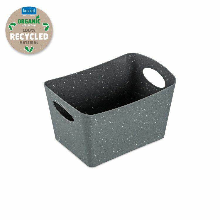 Koziol BOXXX S Aufbewahrungsbox 1 l – Recycelbarer Kunststoff – Grau – mit Griffen – 187 × 108 × 128 mm