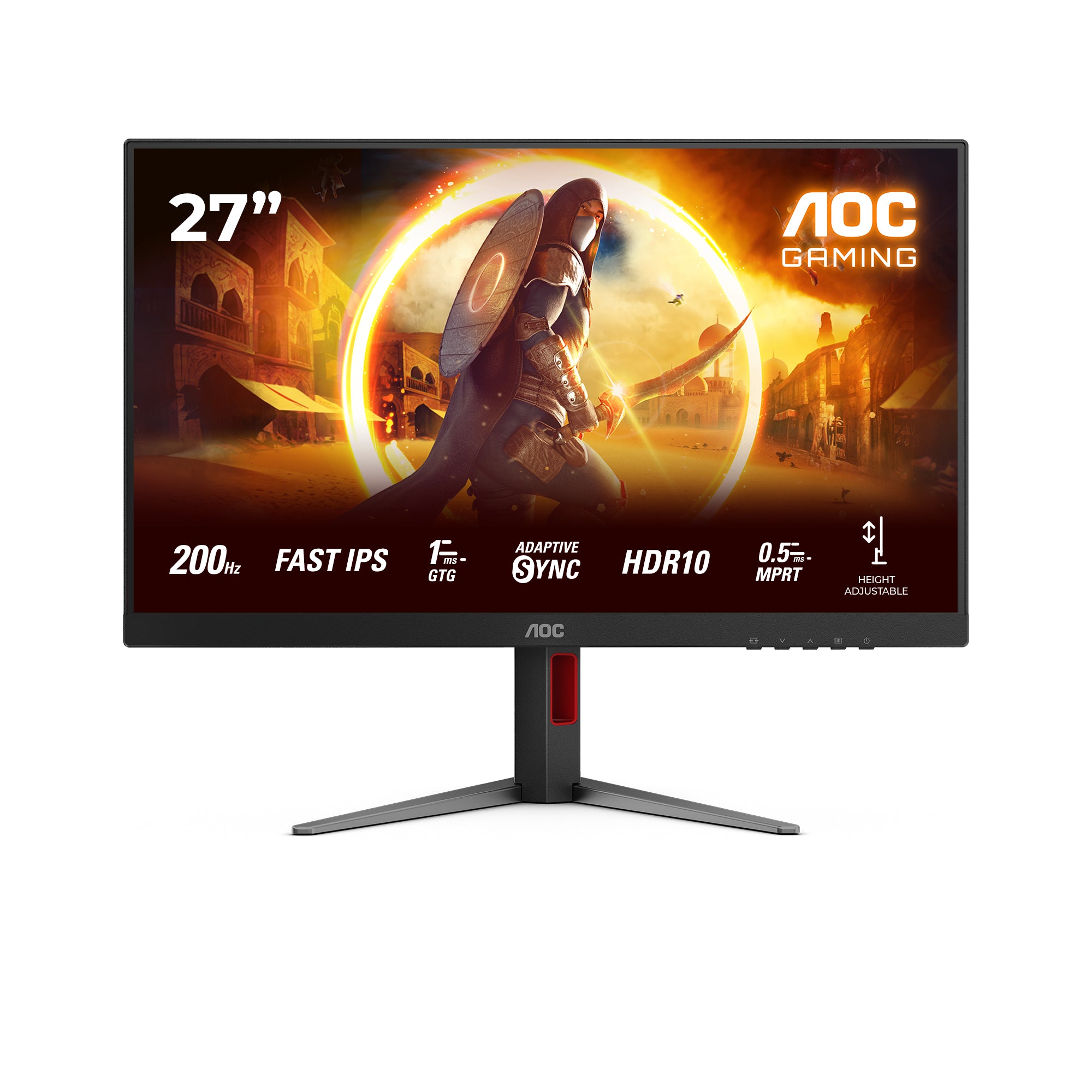AOC 27G4HA – Monitor, 27", 1920 × 1080 (Full HD), IPS, 200 Hz, Adaptive Sync, Integrierte Lautsprecher, Rot