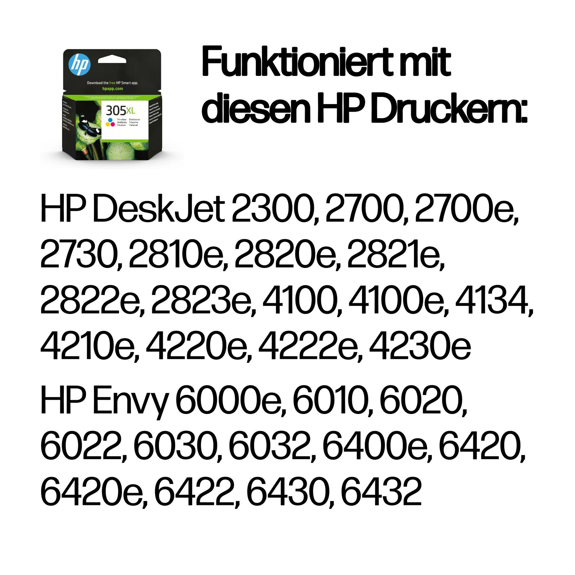 HP 305XL Dreifarbig Tintenpatrone (Original) – 200 Seiten – für HP DeskJet 2700/2800, Envy 6000/6400