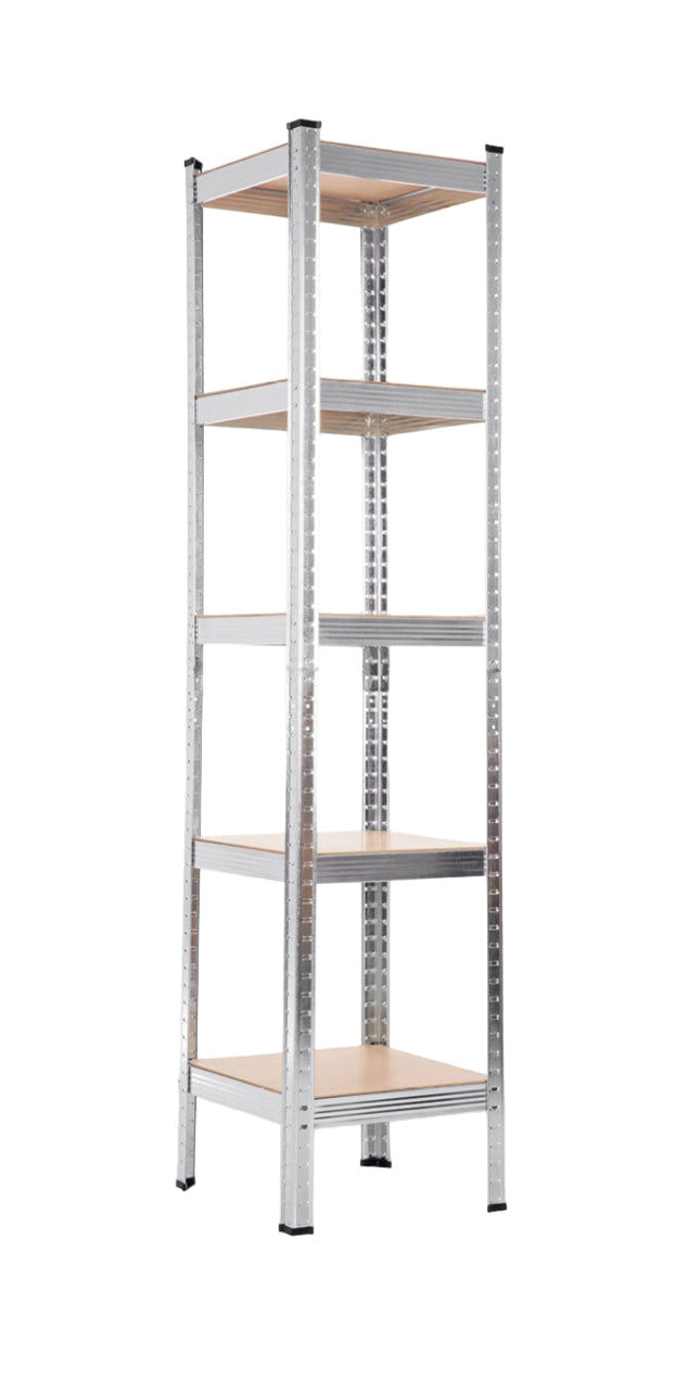 EASYmaxx Regal – Metall/MDF, Grau, 40 × 180 × 40 cm, 5 Tablare, Traglast 175 kg pro Tablar