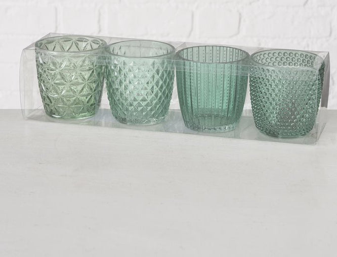 Boltze Marilu Windlicht – Glas, Grün – Ø 7,5 × 7,5 cm – 4-teilig