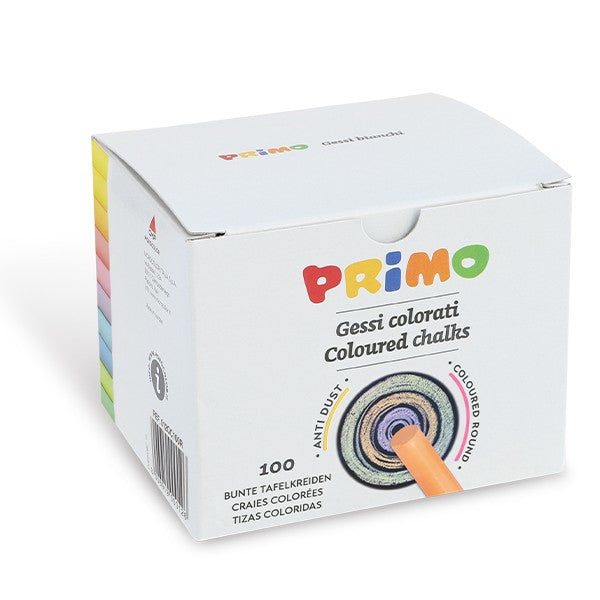 Primo Runde Kreide – bunt – 100 Stück, 10 Farben – für Tafel, Papier und Karton