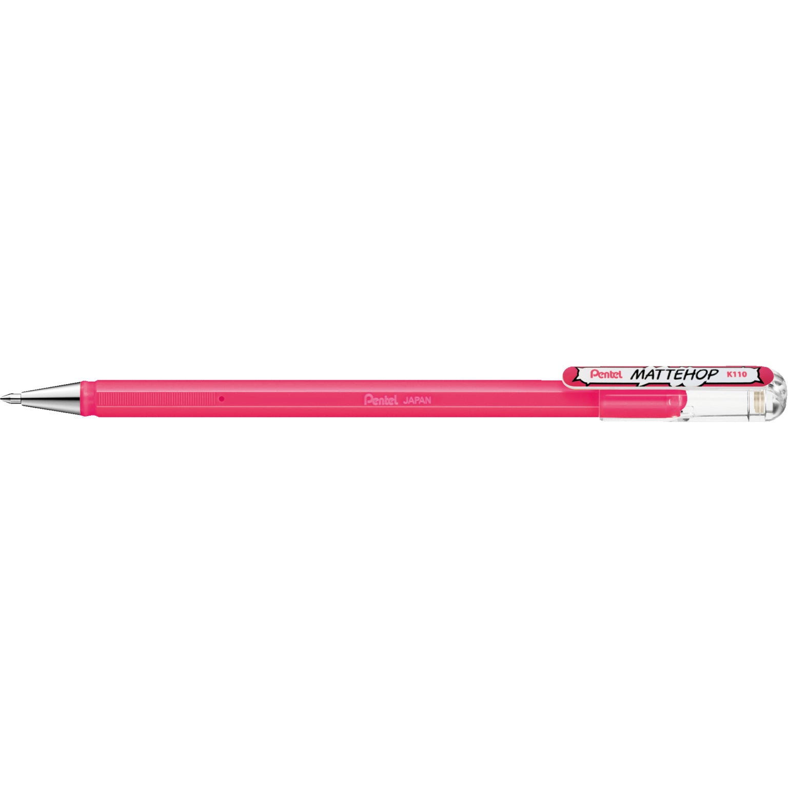 Pentel Mattehop Gelschreiber, Kappe – Pink, Strich 1 mm, wasserfest