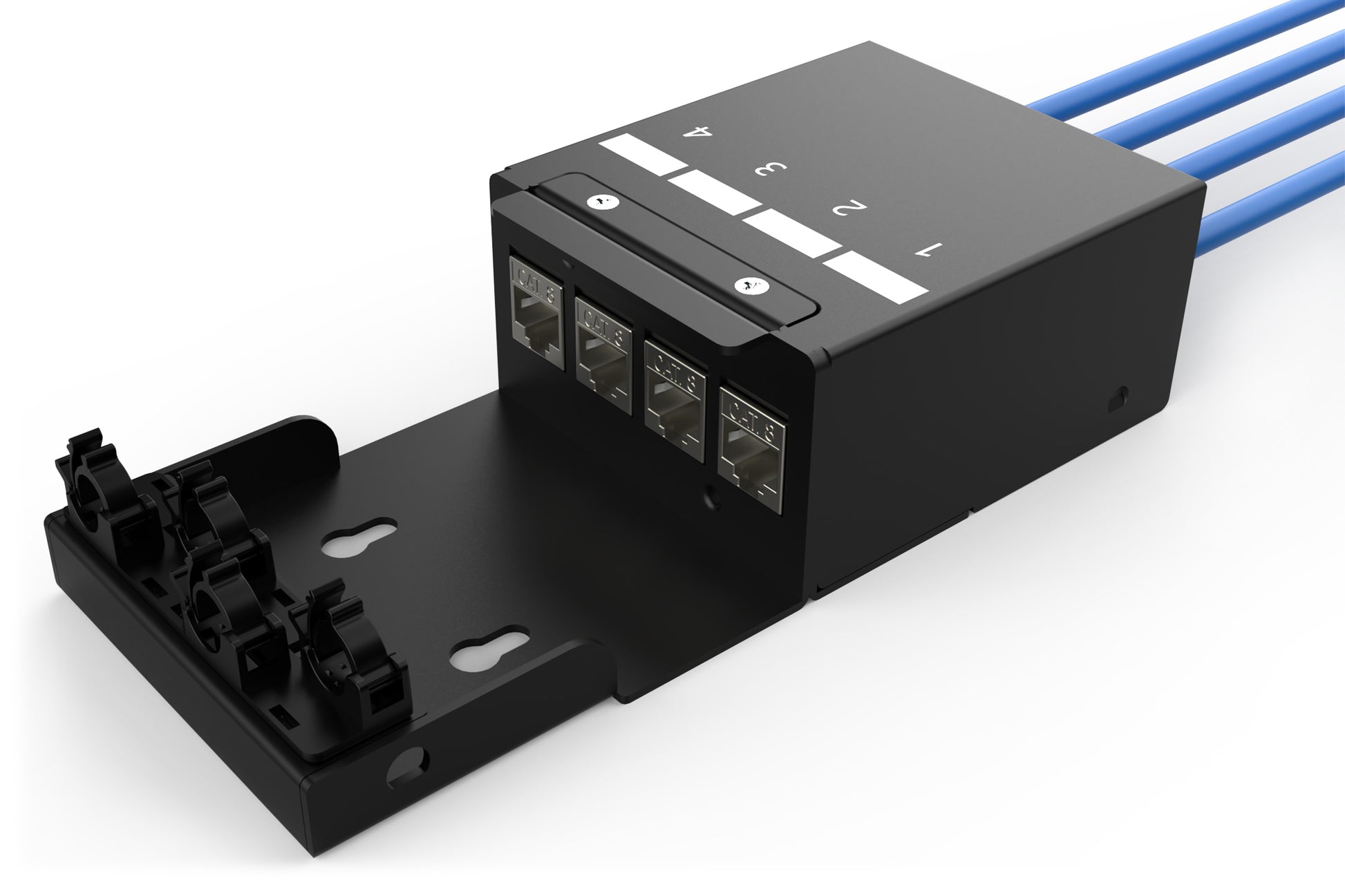 Digitus DN-93708-4 – Konsolidierungspunkt-Box, 4× Keystone (RJ-45), Stahl, Schwarz, 135×203×54 mm