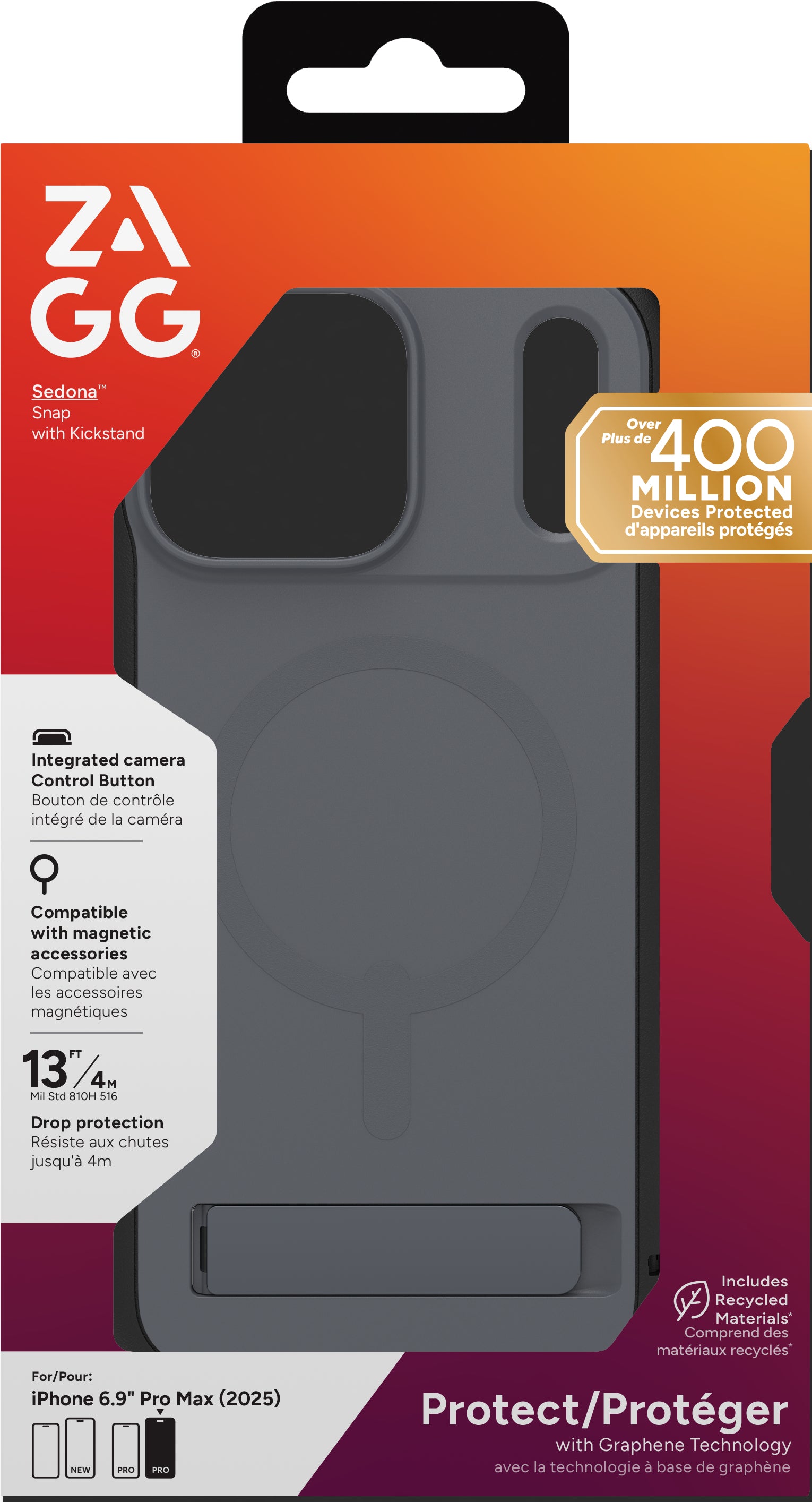 ZAGG Sedona Snap Backcover – für Apple iPhone 17 – MagSafe, mit Ständer, Graphen, bis 4 m Sturzsicher