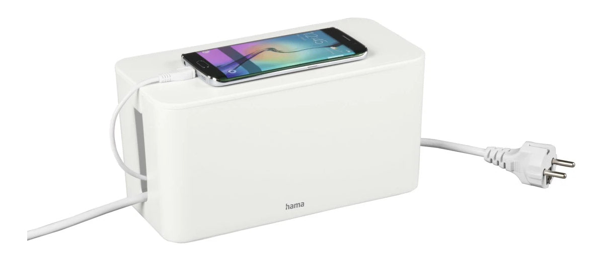 Hama Kabelbox – 230 × 118 × 115 mm, Kunststoff, Weiss, für Kabel bis Ø 15 mm