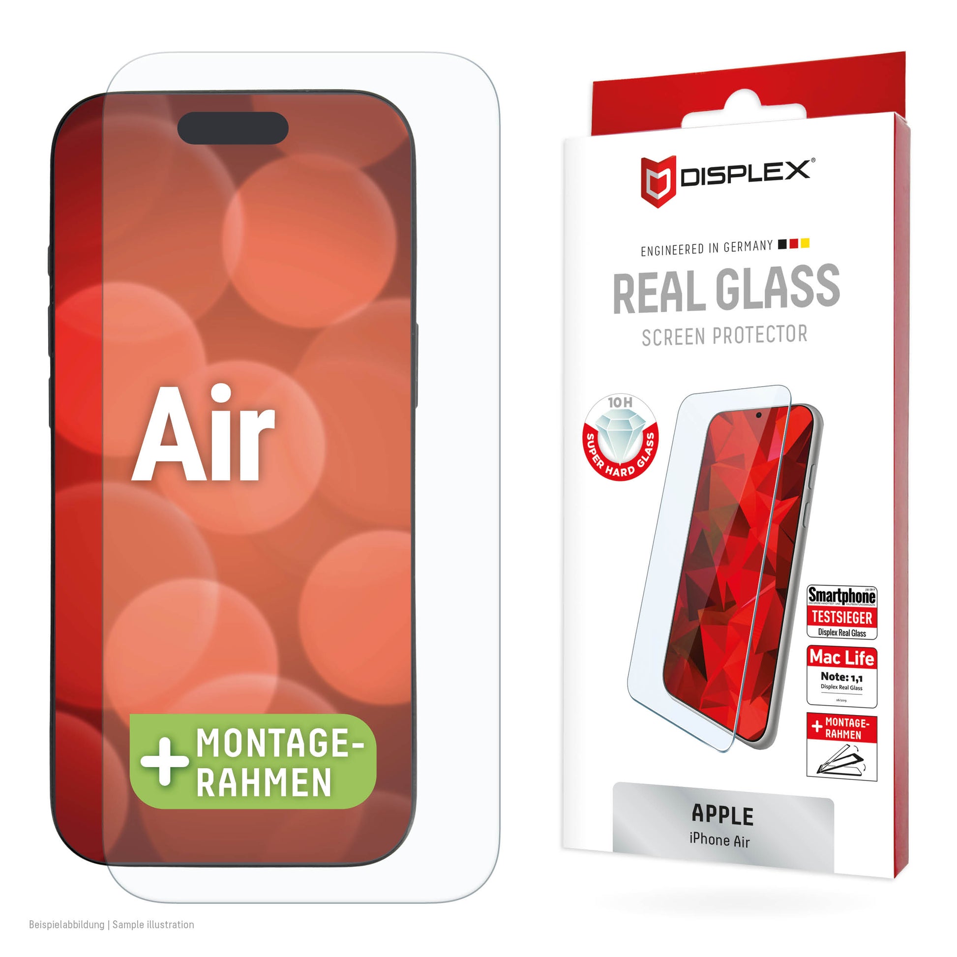 E.V.I. Displayschutz (Panzerglas), 10H – für iPhone Air – mit Applikator