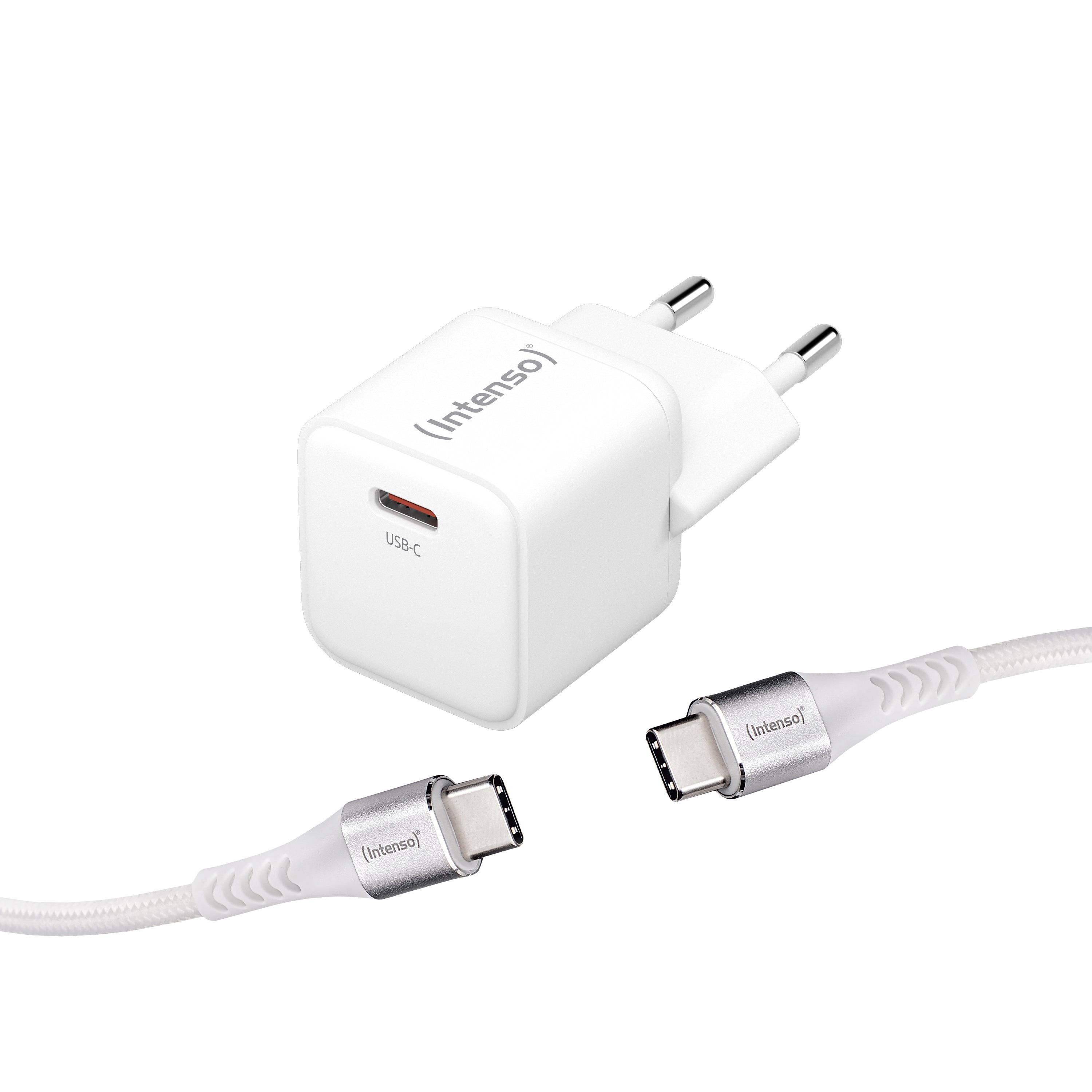 Intenso W30C USB-Ladegerät 30 W – USB-C×1 – PD 3.0, PPS, QC 4.0, GaN – EU-Stecker (Typ C) – Weiss