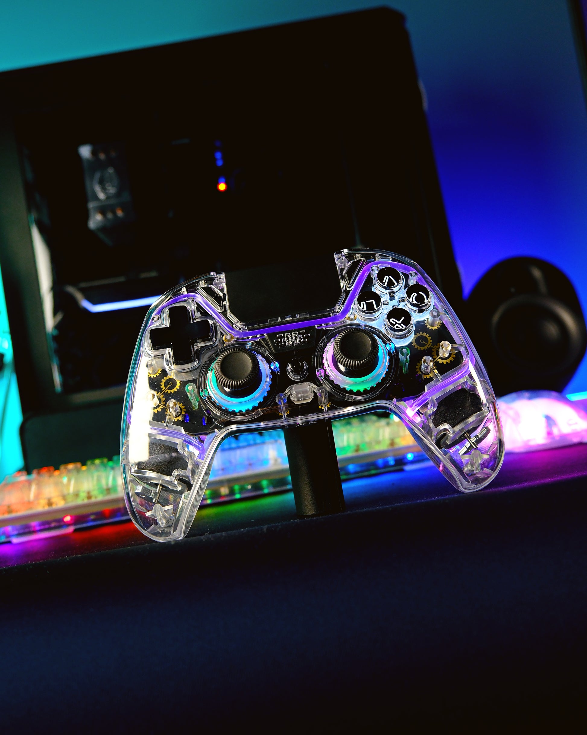 Deltaco Gaming Controller GAM-169-T – für Nintendo Switch, PC, PlayStation 4, Bluetooth, USB-C, transparent