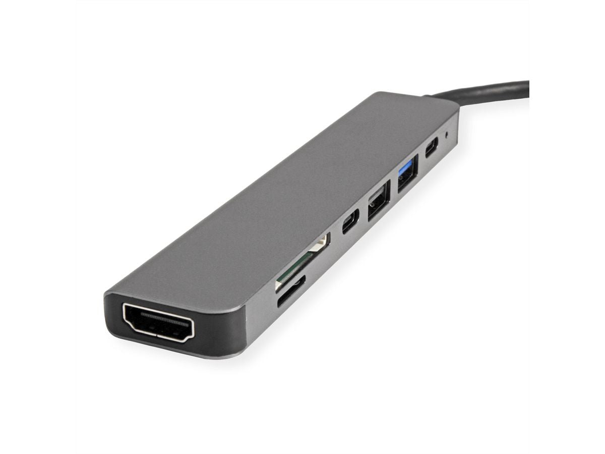 VALUE Dockingstation – USB-C, 1× HDMI, 2× USB-A, SD/microSD, für MacBook/Notebook/PC