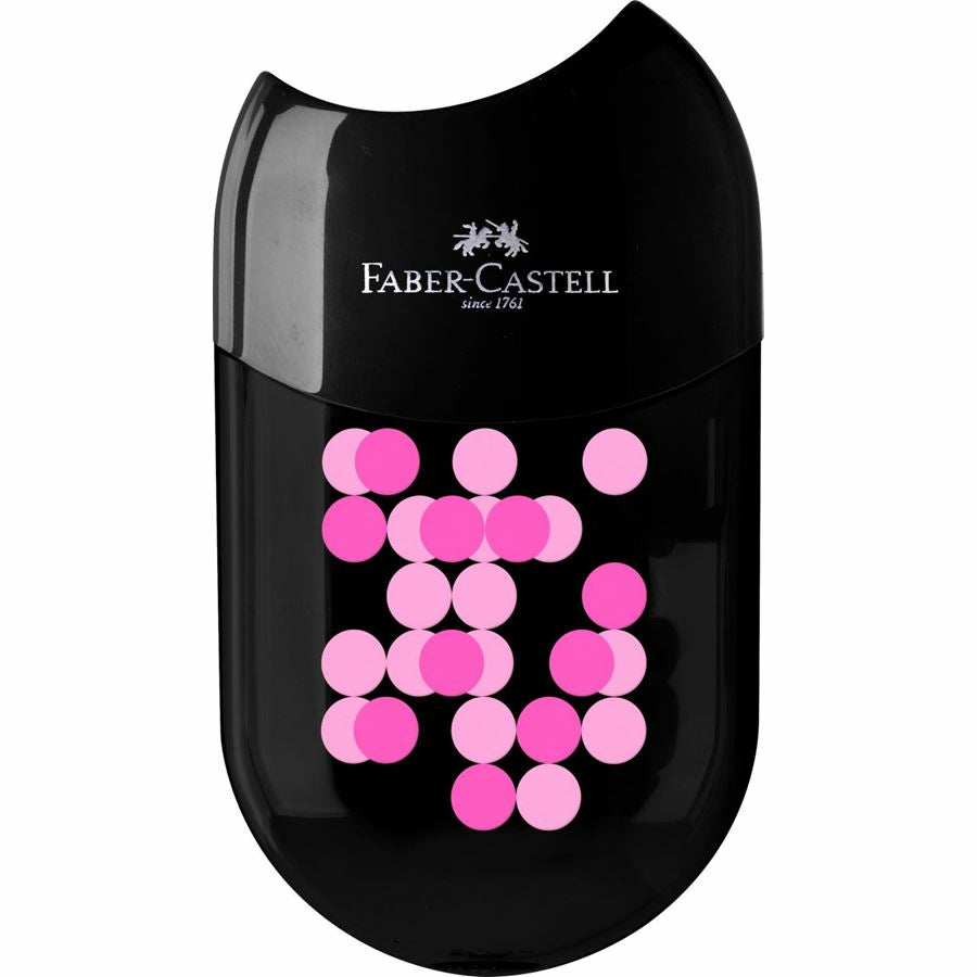 Faber-Castell Spitzer – manuell, 2-Loch, mit Behälter, für Blei- & Buntstifte 8 & 11 mm, Kunststoff