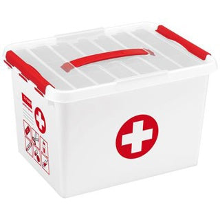 Sunware Erste-Hilfe-Aufbewahrungsbox the q-line – 22 l, 400 × 260 × 300 mm, weiss