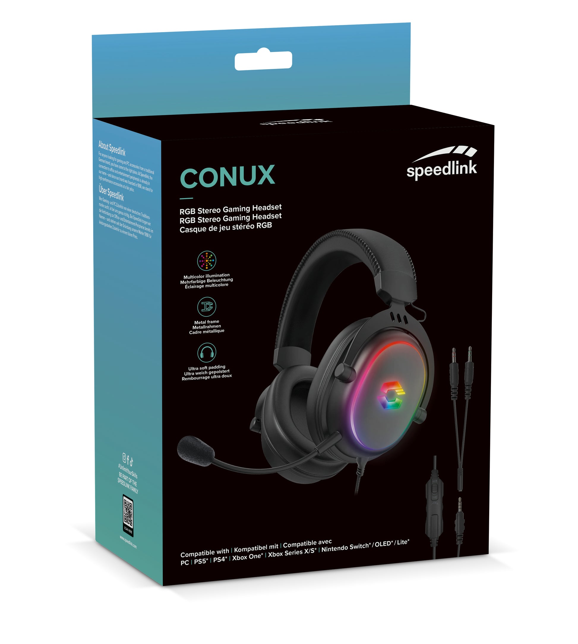 SPEEDLINK Conux Gaming-Headset – Over-Ear, Stereo, Verkabelt, 3,5 mm Klinke, USB-A, für Nintendo Switch, Schwarz