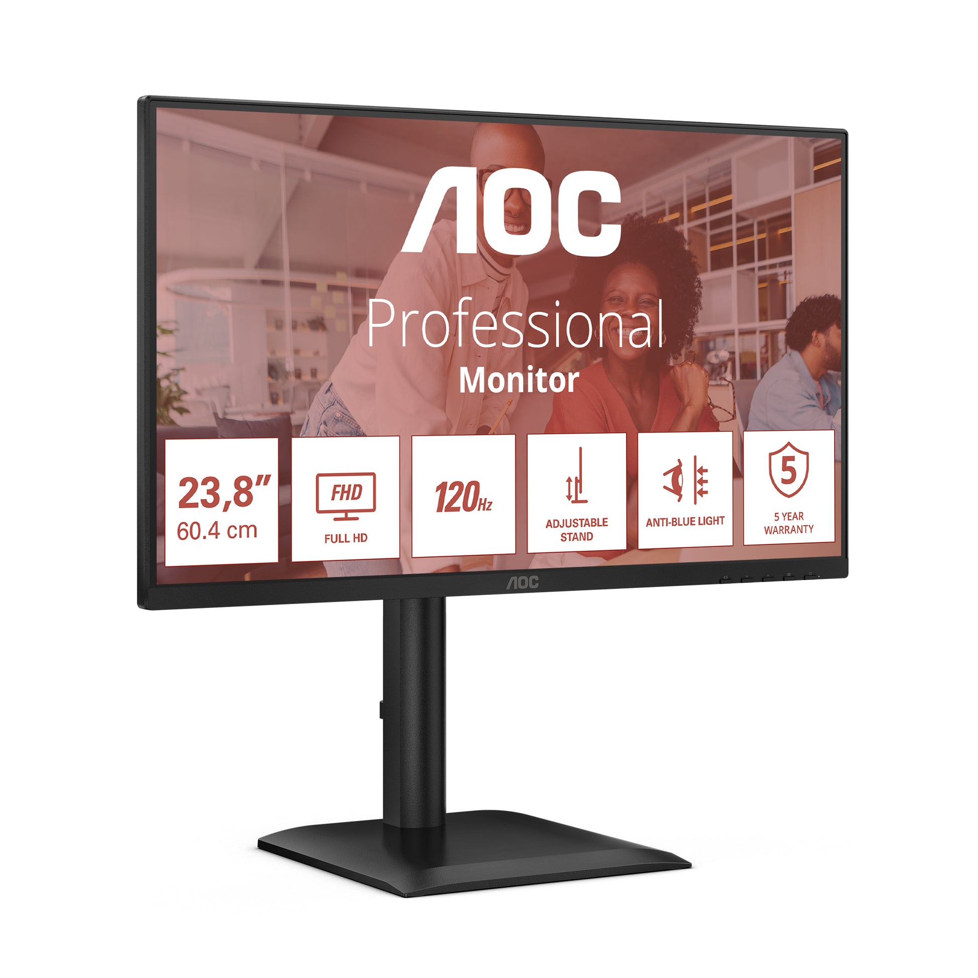 AOC 24E4CV – Monitor, 23,8", IPS, 120 Hz, 300 cd/m², USB-C, Daisy Chain, VESA 100 × 100, Schwarz