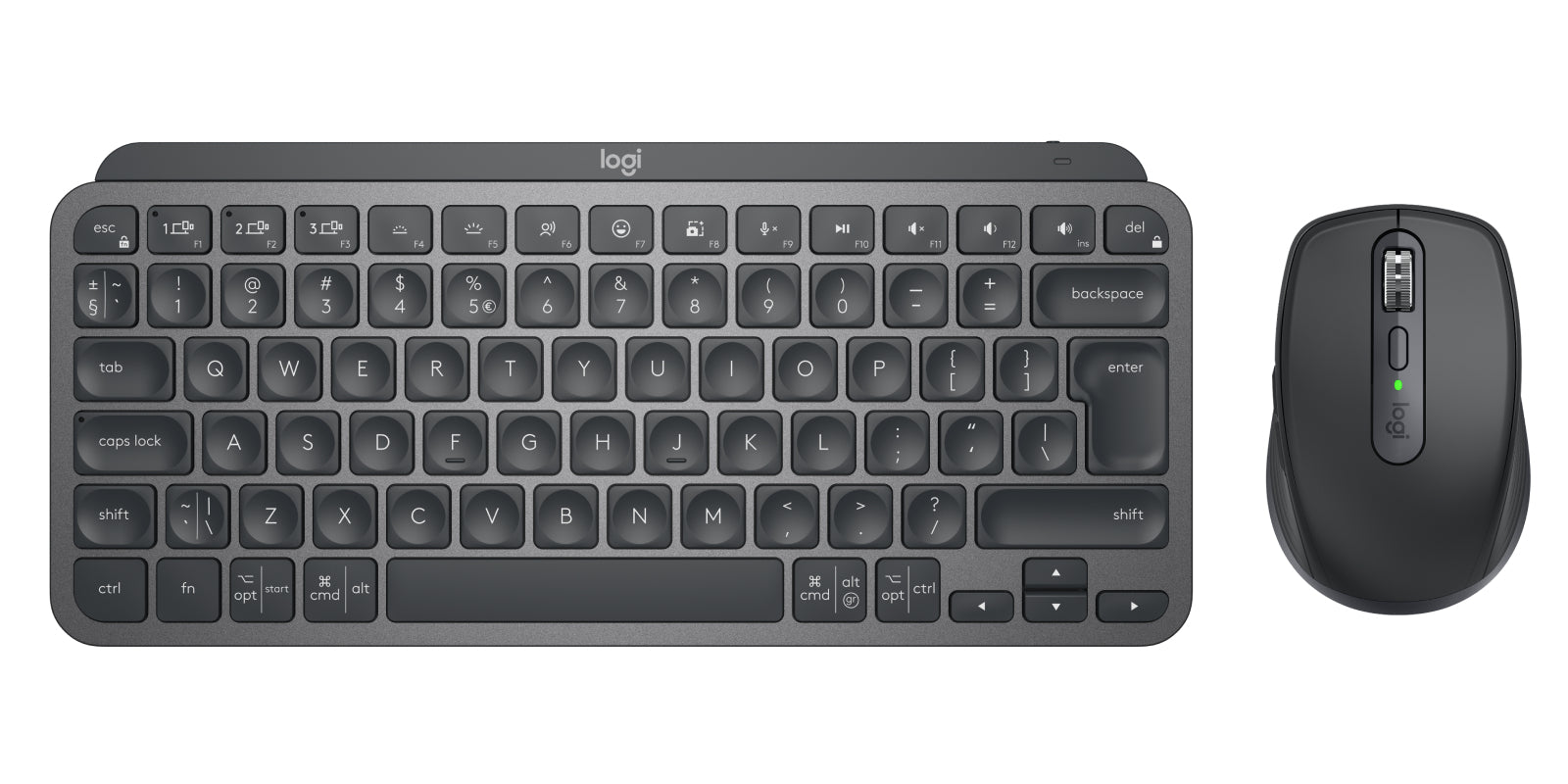 Logitech MX Keys Mini Combo – Tastatur, kabellos (Bluetooth/2,4 GHz), US-Layout (EN) – für Windows & macOS