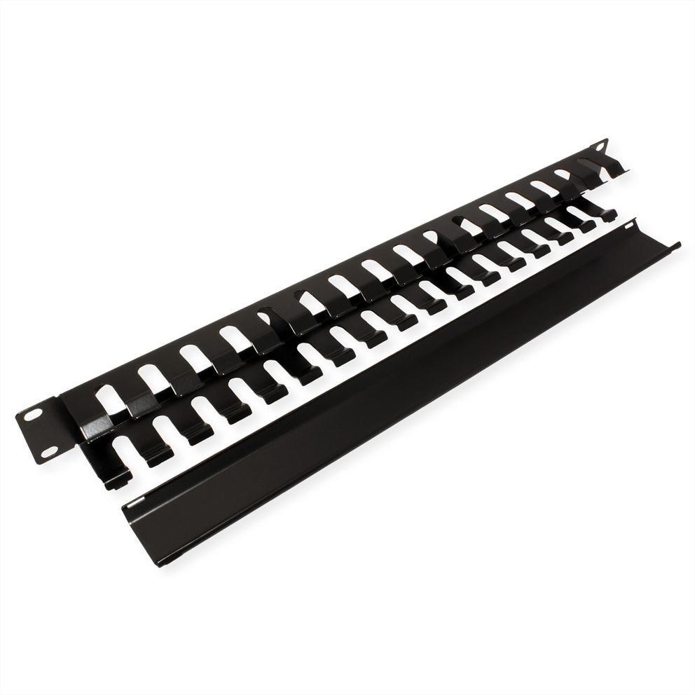 VALUE 19" Frontplatte, 1 HE, Kabelführung 40×40 mm, für 19"-Racks, Schwarz